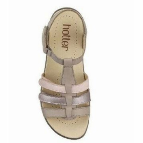 Hotter Sol Open Toe Sandals Shoes Ivory Pink Tan - Picture 4 of 8